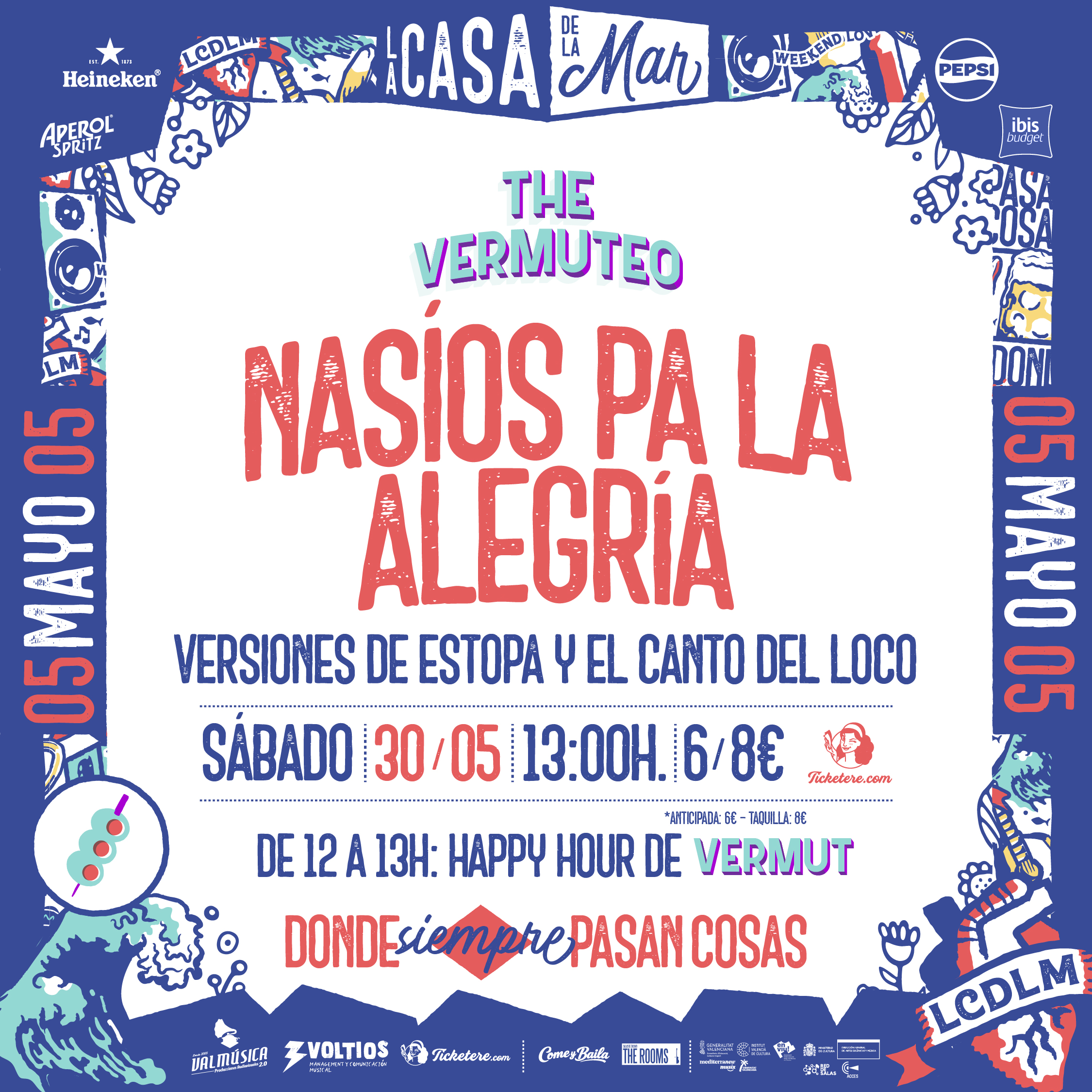 Cartel de NASÍOS PA LA ALEGRÍA: VERSIONES DE ESTOPA Y EL CANTO DEL LOCO
