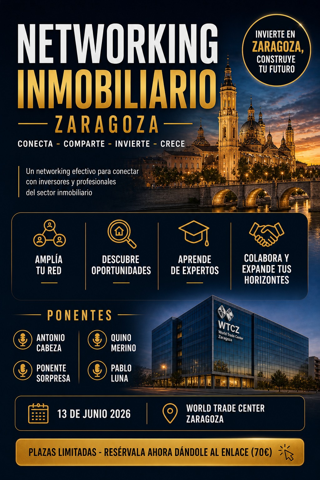 Cartel de Charlas y Networking Inmobiliario en Zaragoza