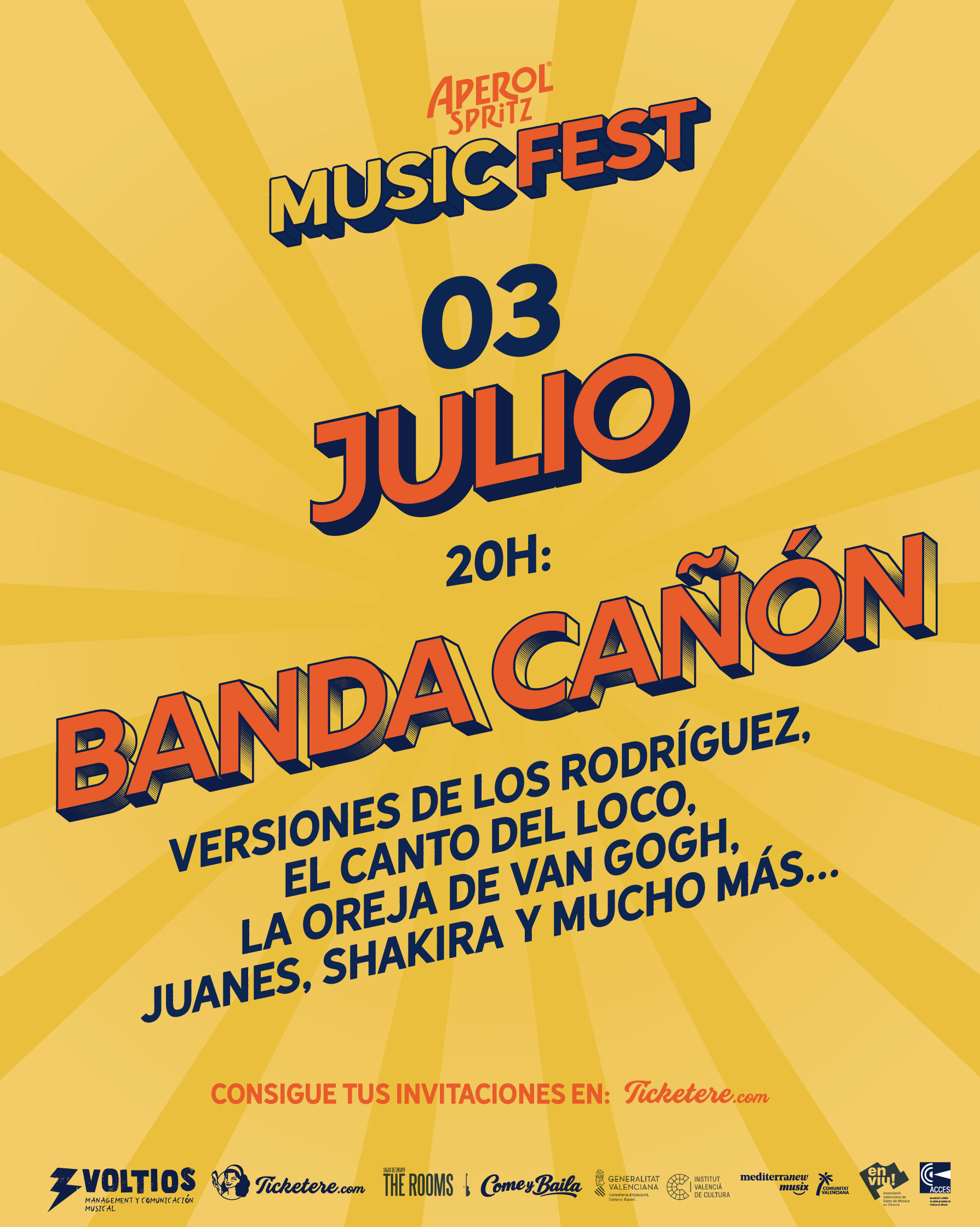 Cartel de LA BANDA CAÑÓN: Versiones de Los Rodríguez, El Canto del Loco, La Oreja de Van Gogh, Juanes, Shakira y mucho más...