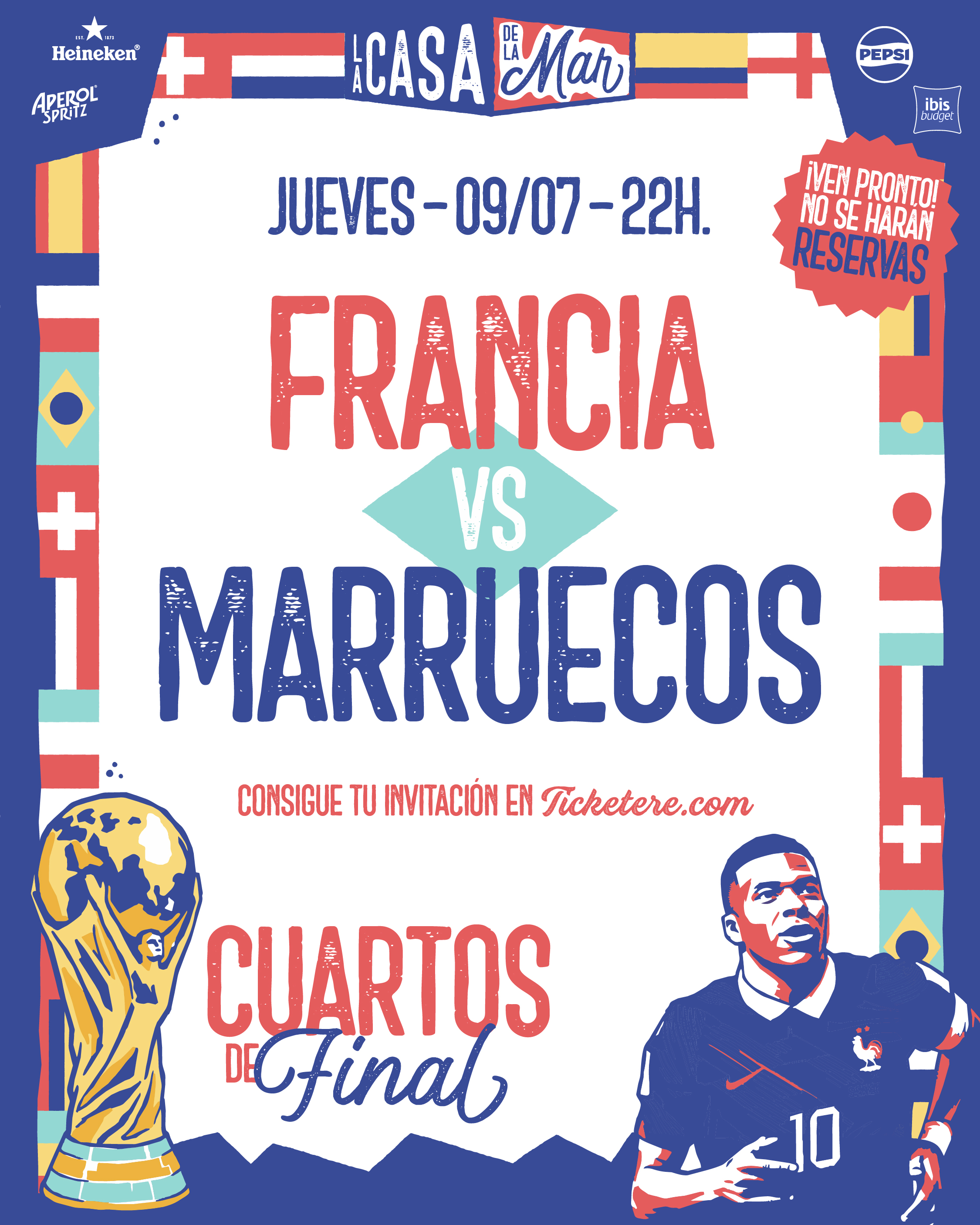 Cartel de MUNDIAL A LA MAR: FRANCIA VS MARRUECOS